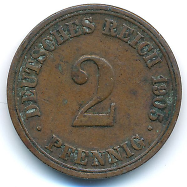 Германия, 2 пфеннига (1905 г.)