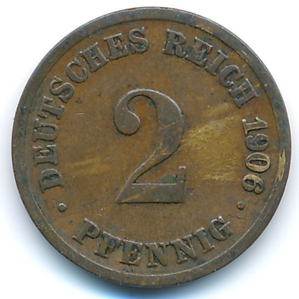 Германия, 2 пфеннига (1906 г.)