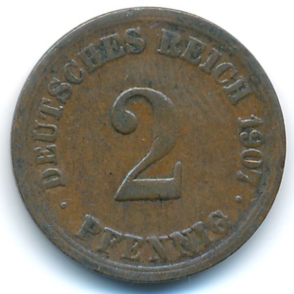Германия, 2 пфеннига (1907 г.)