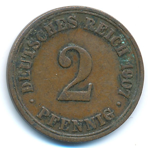 Германия, 2 пфеннига (1907 г.)