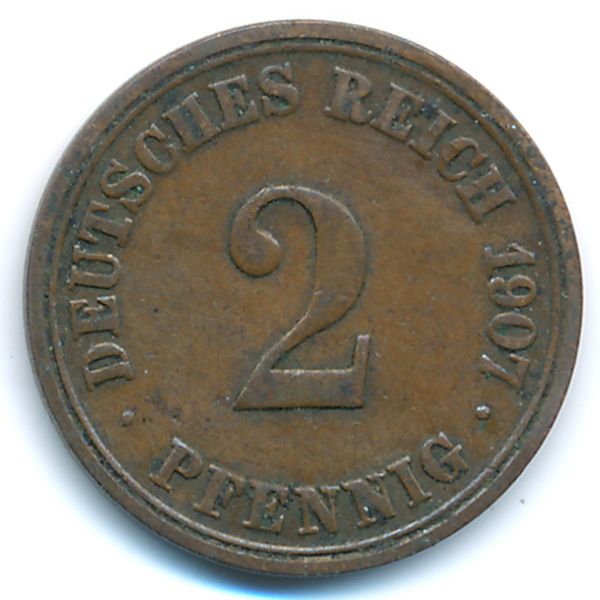 Германия, 2 пфеннига (1907 г.)