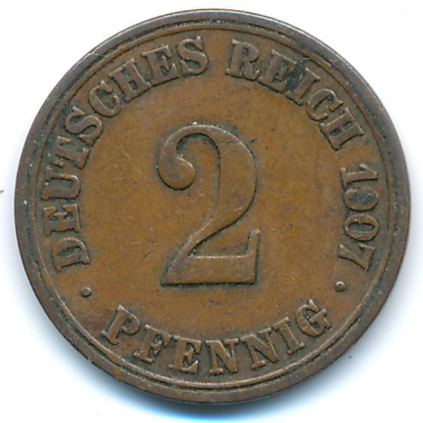 Германия, 2 пфеннига (1907 г.)