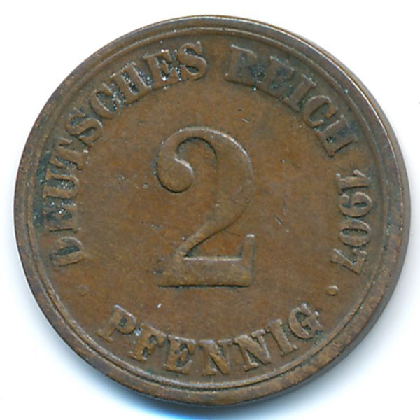 Германия, 2 пфеннига (1907 г.)