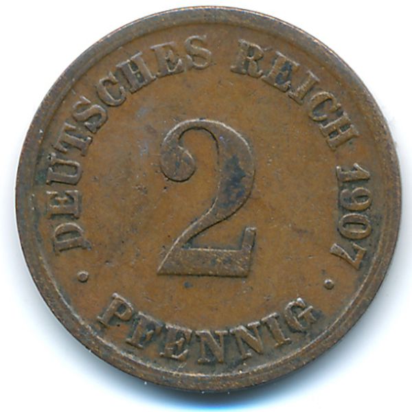 Германия, 2 пфеннига (1907 г.)