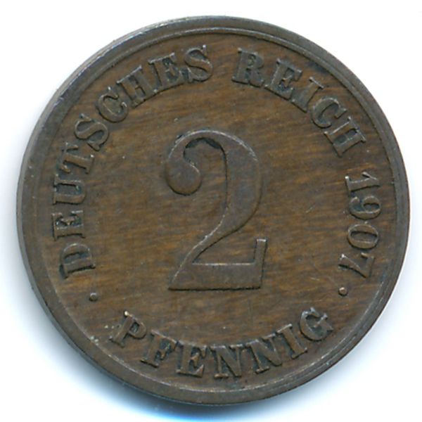 Германия, 2 пфеннига (1907 г.)