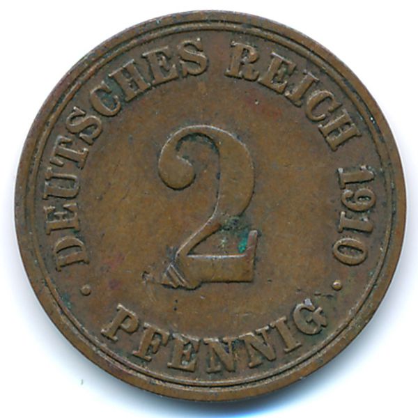 Германия, 2 пфеннига (1910 г.)