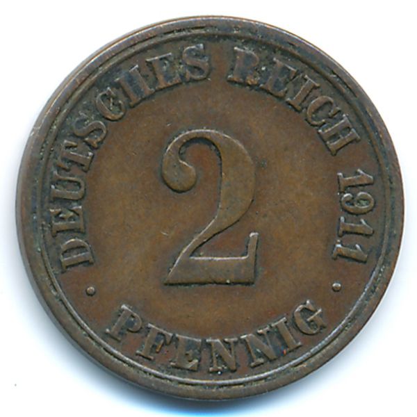 Германия, 2 пфеннига (1911 г.)