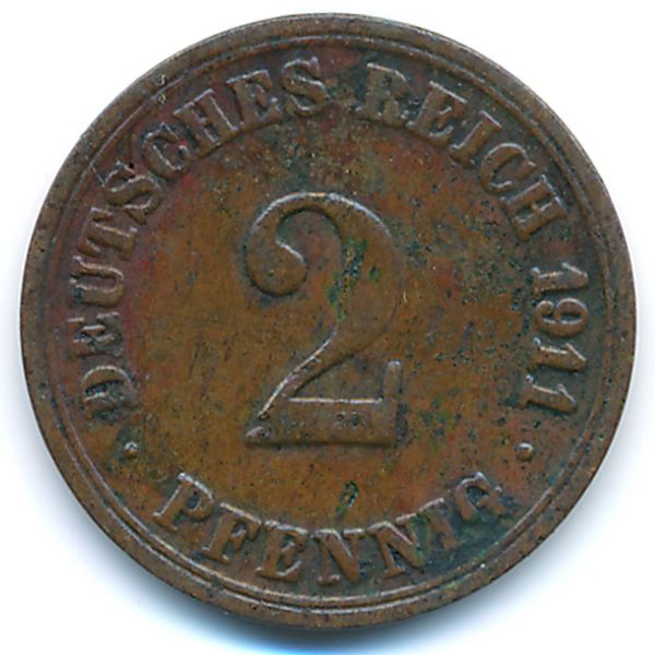 Германия, 2 пфеннига (1911 г.)