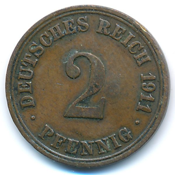Германия, 2 пфеннига (1911 г.)
