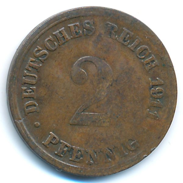 Германия, 2 пфеннига (1911 г.)