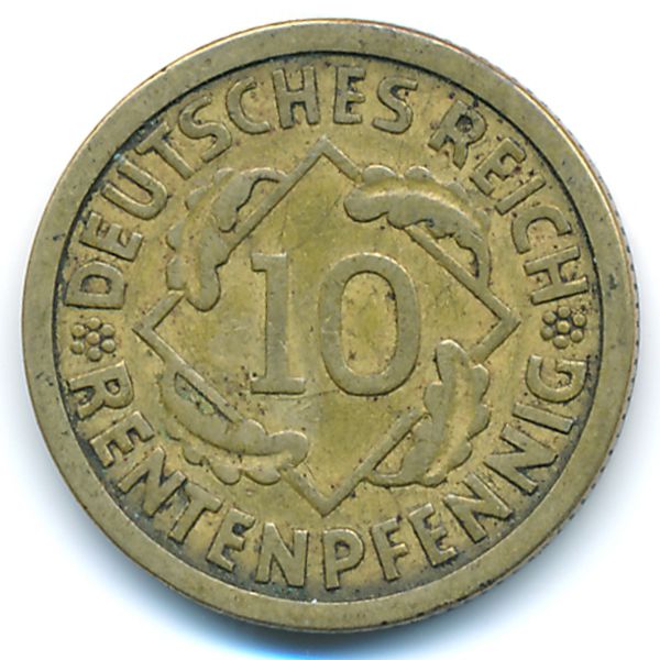Веймарская республика, 10 рентенпфеннигов (1924 г.)