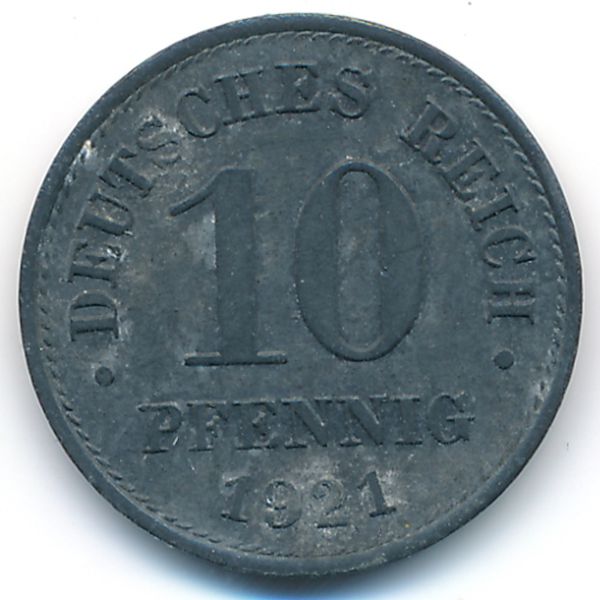 Германия, 10 пфеннигов (1921 г.)