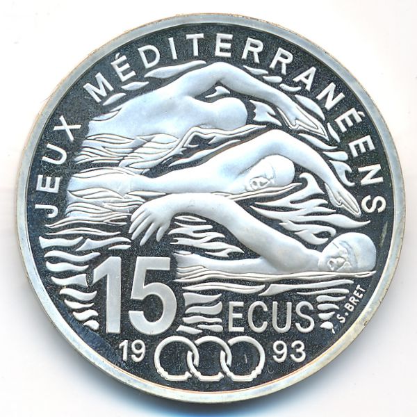 Франция, 100 франков - 15 экю (1993 г.)