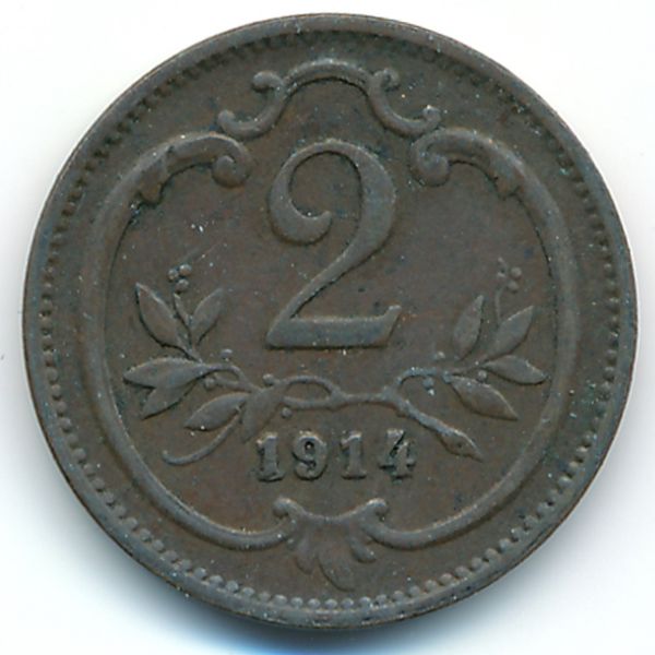 Австрия, 2 геллера (1914 г.)