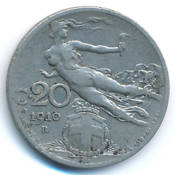 Италия, 20 чентезимо (1910 г.)