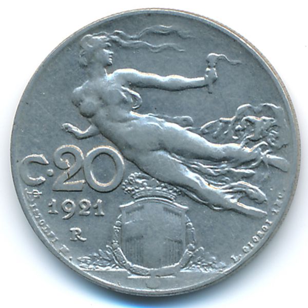 Италия, 20 чентезимо (1921 г.)