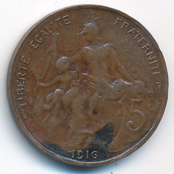 Франция, 5 сентим (1916 г.)