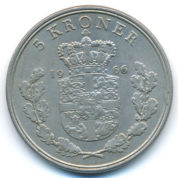 Дания, 5 крон (1966 г.)