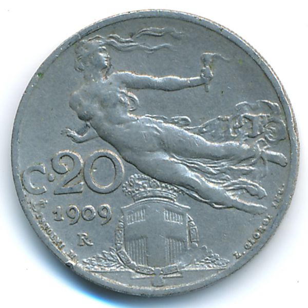 Италия, 20 чентезимо (1909 г.)