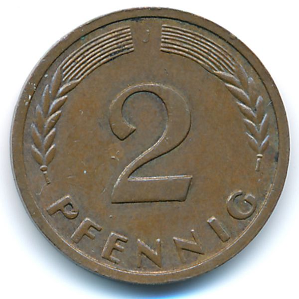 ФРГ, 2 пфеннига (1958 г.)