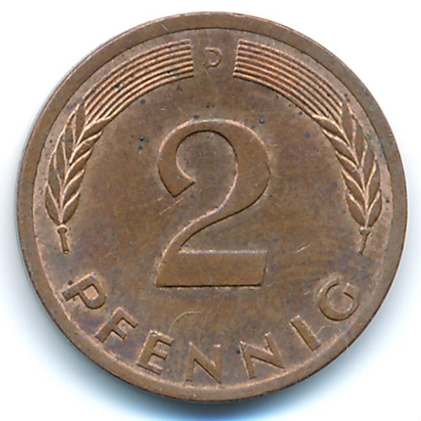 ФРГ, 2 пфеннига (1976 г.)