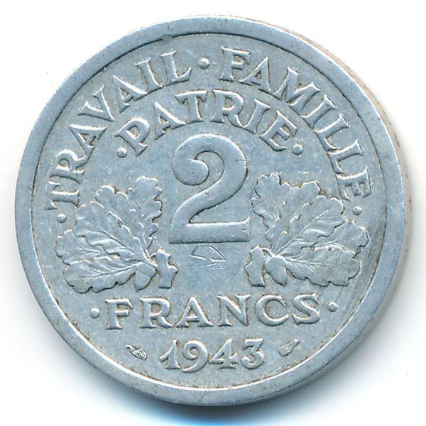 Франция, 2 франка (1943 г.)
