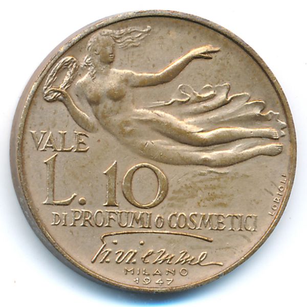 Италия., 10 лир (1947 г.)