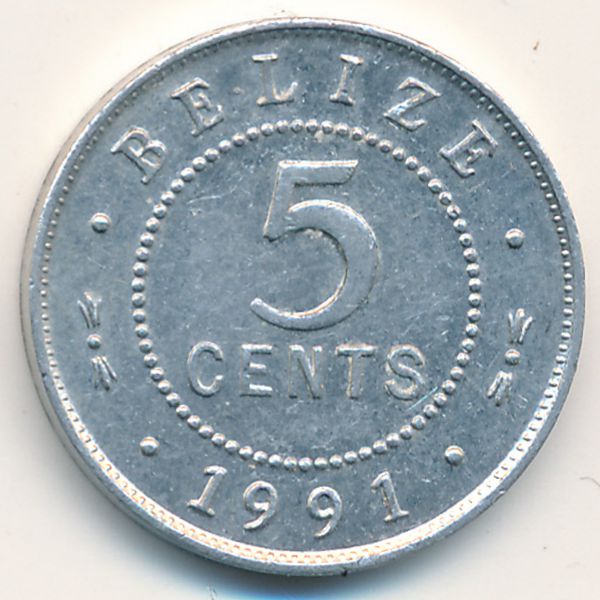 Белиз, 5 центов (1991 г.)
