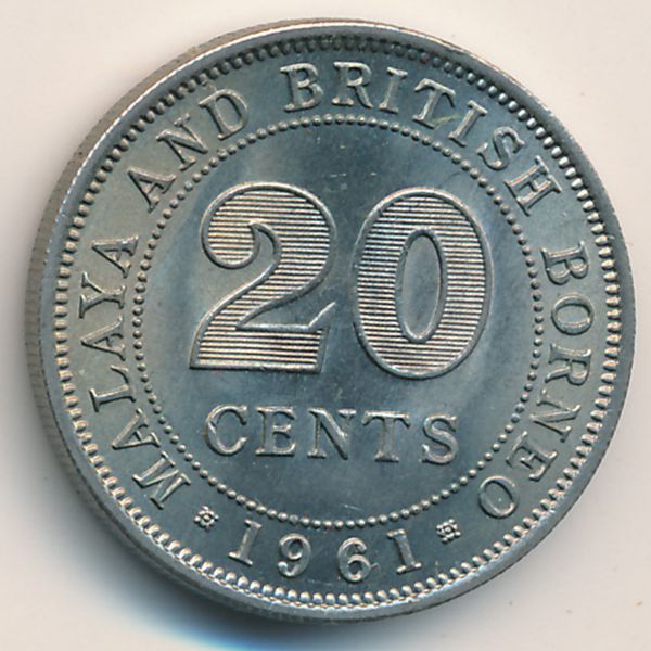 Малайя и Британское Борнео, 20 центов (1961 г.)