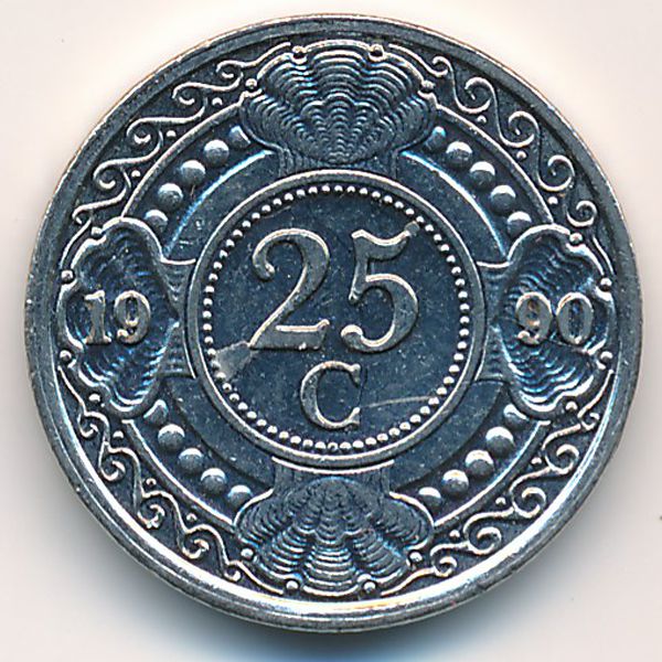 Антильские острова, 25 центов (1990 г.)