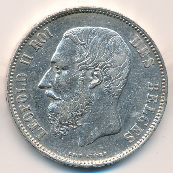 Бельгия, 5 франков (1868 г.)