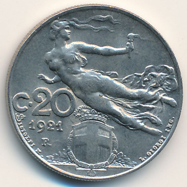 Италия, 20 чентезимо (1921 г.)