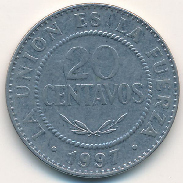 Боливия, 20 сентаво (1997 г.)