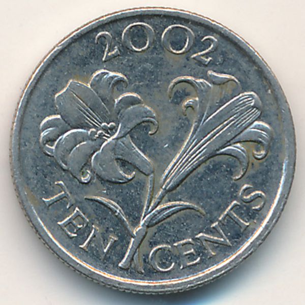 Бермудские острова, 10 центов (2002 г.)