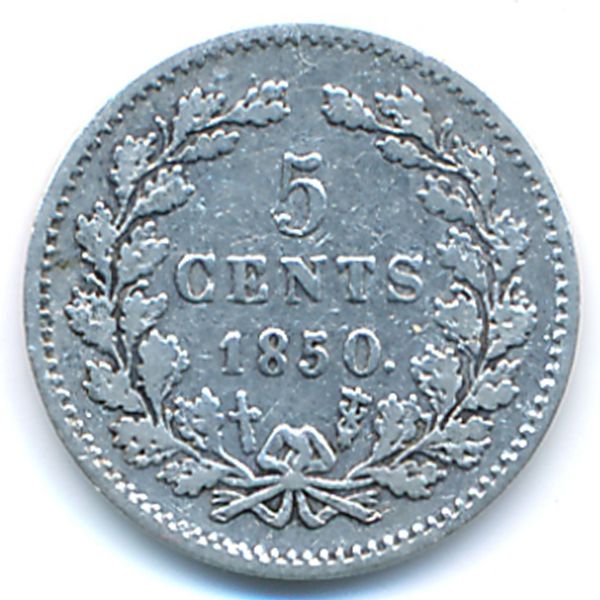 Нидерланды, 5 центов (1850 г.)