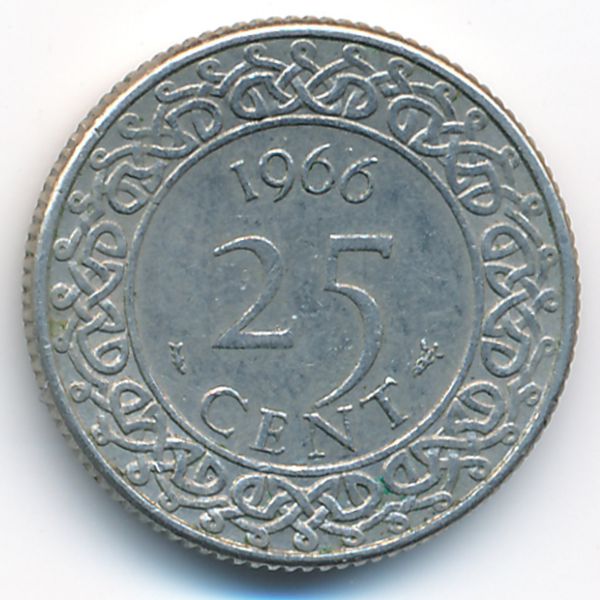 Суринам, 25 центов (1966 г.)