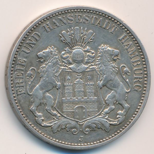 Гамбург, 3 марки (1909 г.)