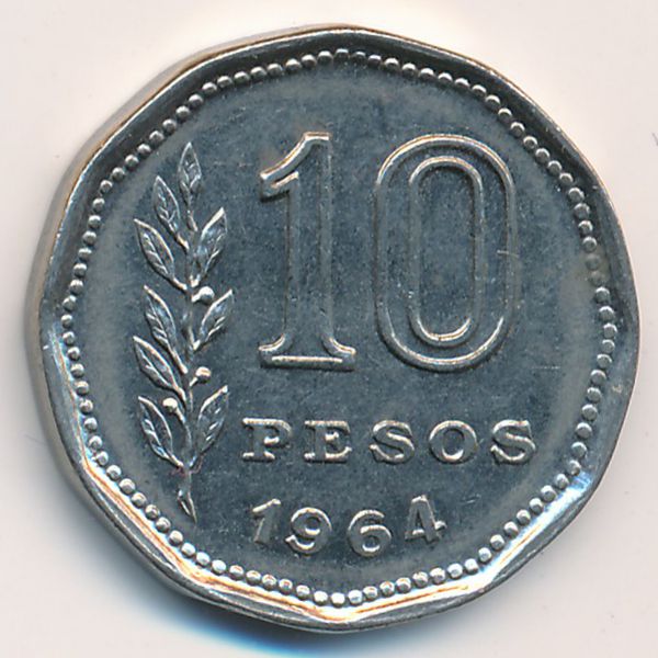 Аргентина, 10 песо (1964 г.)