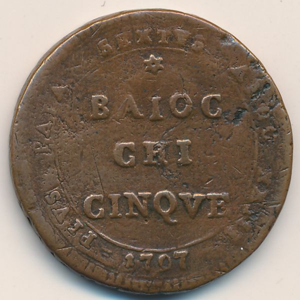 Папская область, 5 байоччо (1797 г.)