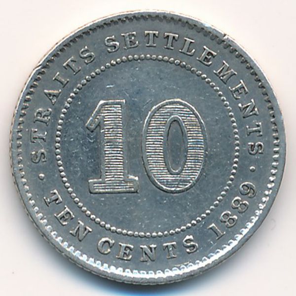 Стрейтс-Сетлментс, 10 центов (1889 г.)