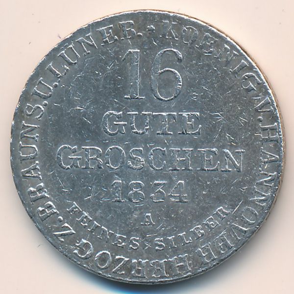 Ганновер, 16 гуте-грошей (1834 г.)
