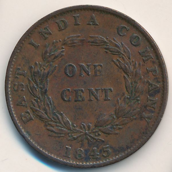 Стрейтс-Сетлментс, 1 цент (1845 г.)