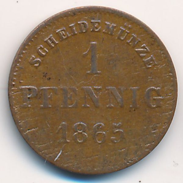 Саксен-Мейнинген, 1 пфенниг (1865 г.)