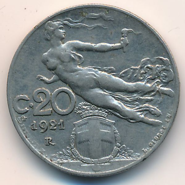 Италия, 20 чентезимо (1921 г.)