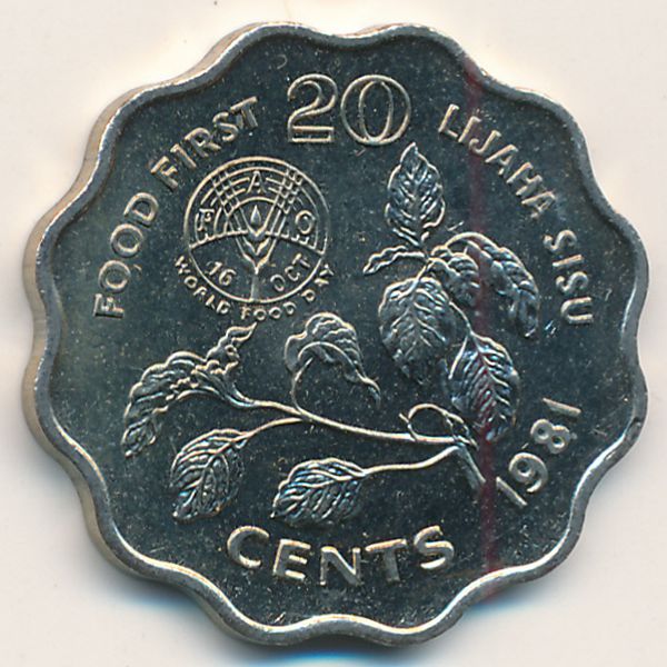 Свазиленд, 20 центов (1981 г.)