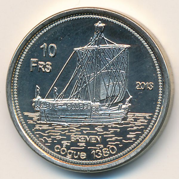 Остров Тромлен., 10 франков (2013 г.)