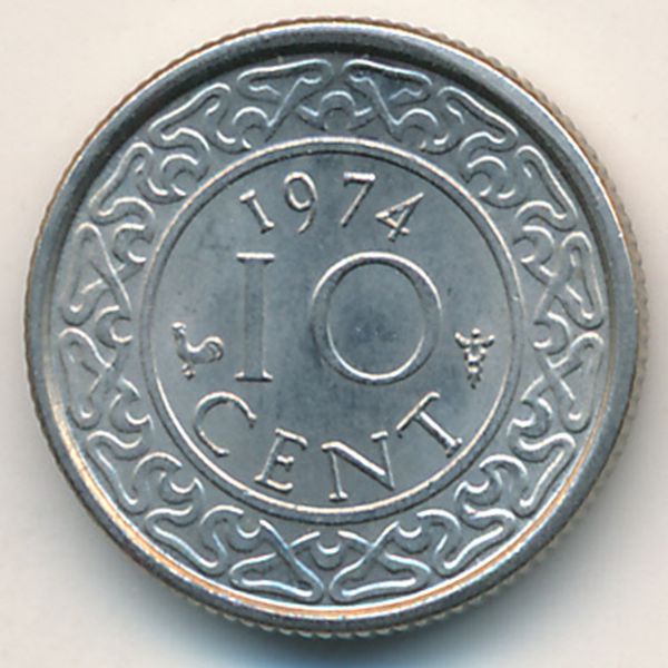 Суринам, 10 центов (1974 г.)