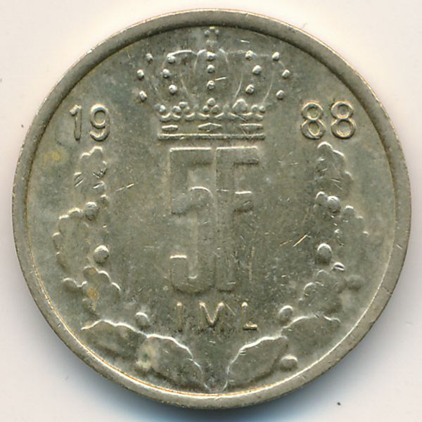 Люксембург, 5 франков (1988 г.)