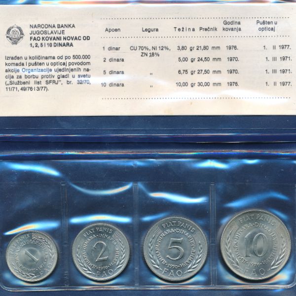 Югославия, Набор монет