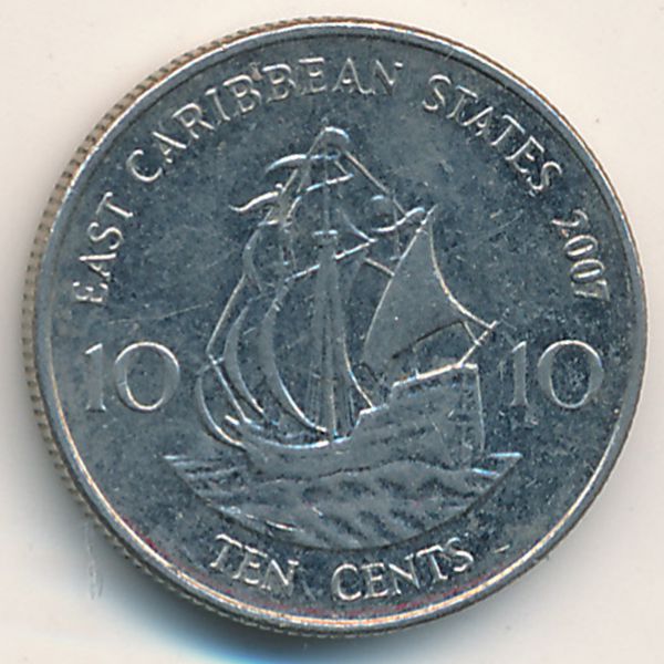 Восточные Карибы, 10 центов (2007 г.)